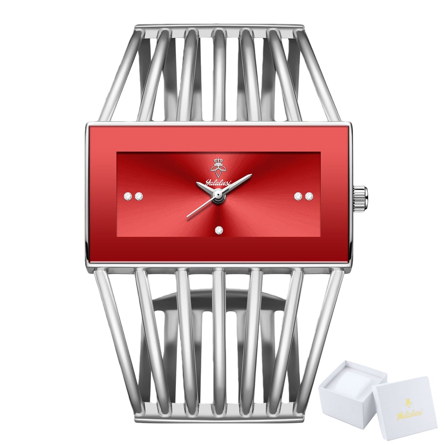 Women's Quartz Watch - 's Bracelet Elastic Openwork Band Square Dial Rhinestone Accents Elegant - product detail view 26