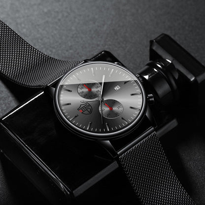 Men's Quartz Watch - 's & Bracelet Gift Set 4-Piece Stainless Steel Date , Necklace & Bracelet - product detail view 3