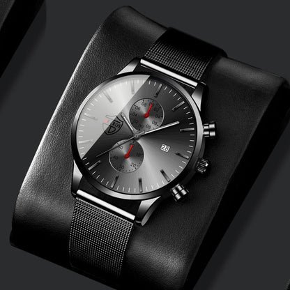 Men's Quartz Watch - 's & Bracelet Gift Set 4-Piece Stainless Steel Date , Necklace & Bracelet - product detail view 6