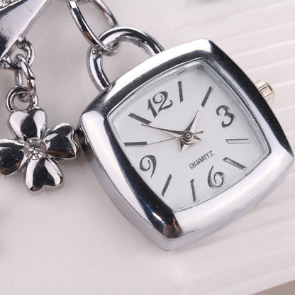 Women's Quartz Watch - 's Bracelet LOVE Roman Numeral Square Dial Flower Decor Dress Ladies - product detail view 8