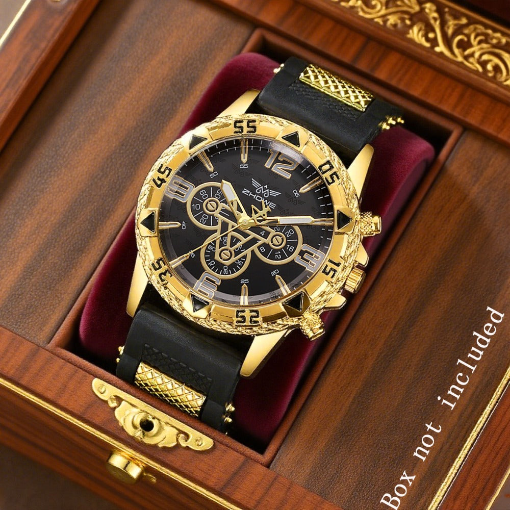Men's Quartz Watch - 's Business with Silicone Strap Luxury Calendar Wristwatch, Casual Sport - main product view