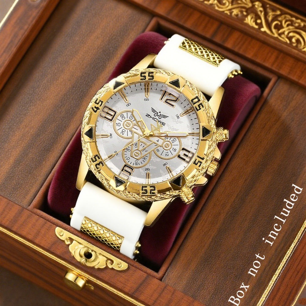 Men's Quartz Watch - 's Business with Silicone Strap Luxury Calendar Wristwatch, Casual Sport - product detail view 2