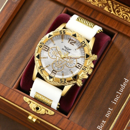 Men's Quartz Watch - 's Business with Silicone Strap Luxury Calendar Wristwatch, Casual Sport - product detail view 2