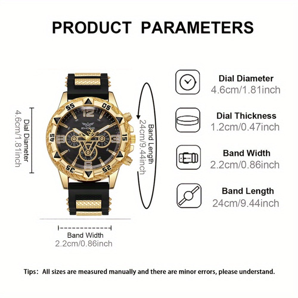 Men's Quartz Watch - 's Business with Silicone Strap Luxury Calendar Wristwatch, Casual Sport - product detail view 4