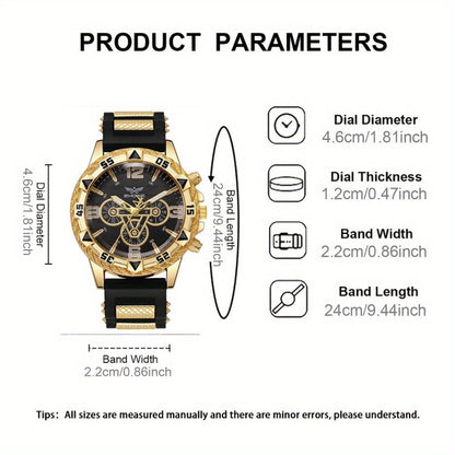 Men's Quartz Watch - 's Business with Silicone Strap Luxury Calendar Wristwatch, Casual Sport - product detail view 4