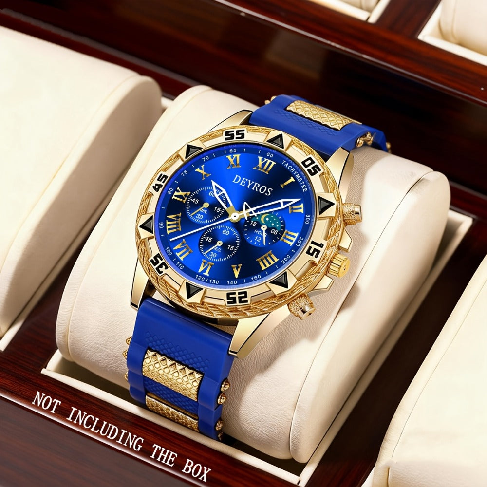 Men's Quartz Watch - 's Business with Silicone Strap Luxury Calendar Wristwatch, Casual Sport - product detail view 7