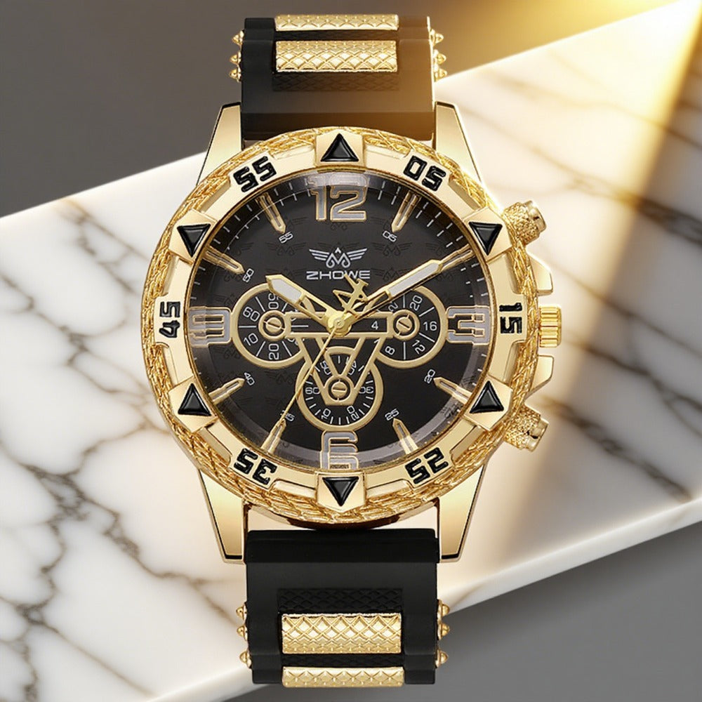 Men's Quartz Watch - 's Business with Silicone Strap Luxury Calendar Wristwatch, Casual Sport - product detail view 9