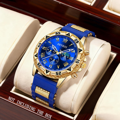 Men's Quartz Watch - 's Business with Silicone Strap Luxury Calendar Wristwatch, Casual Sport - product detail view 13