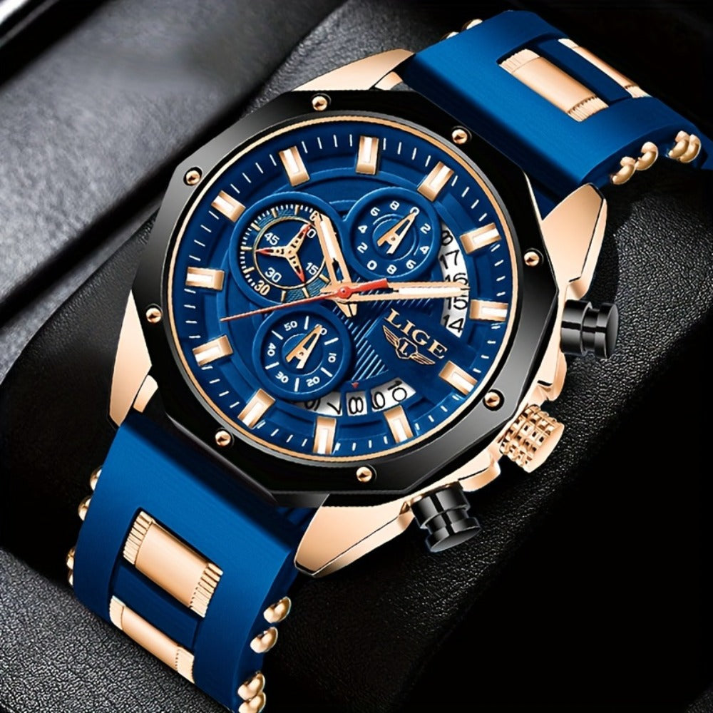 Men's Quartz Watch - 's Chronograph with Luminous Dial & Calendar | Stopwatch, Outdoor Sports - main product view