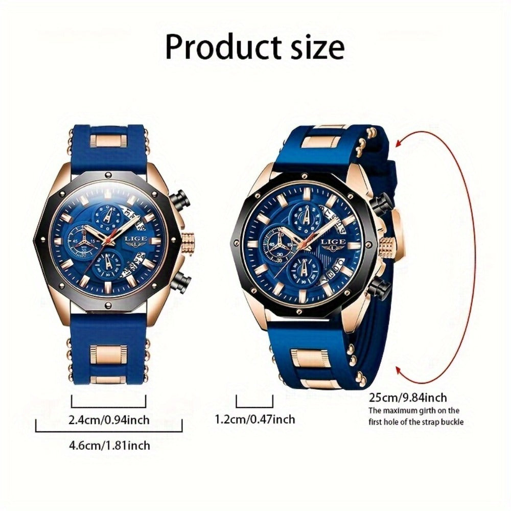 Men's Quartz Watch - 's Chronograph with Luminous Dial & Calendar | Stopwatch, Outdoor Sports - product detail view 2