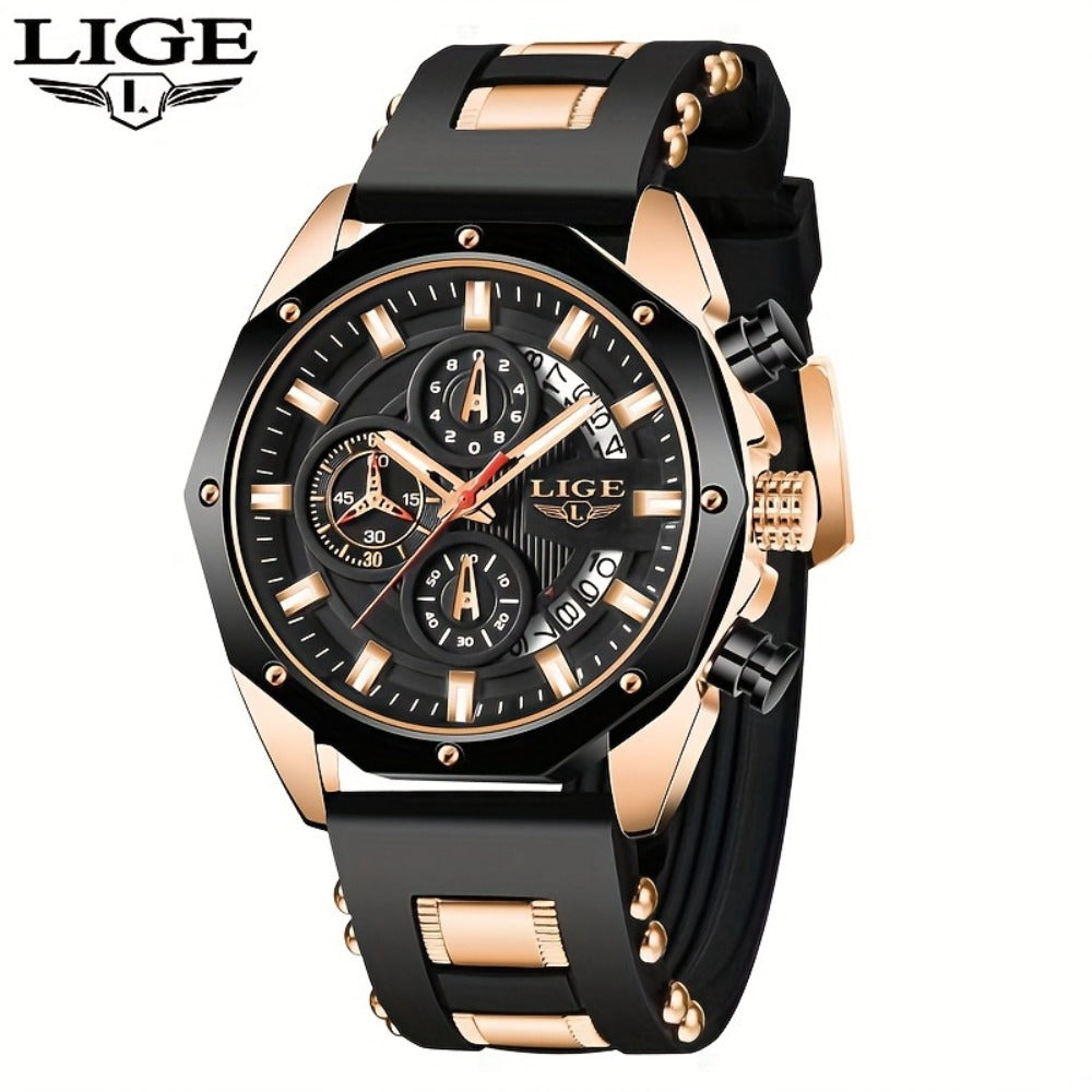 Men's Quartz Watch - 's Chronograph with Luminous Dial & Calendar | Stopwatch, Outdoor Sports - product detail view 7
