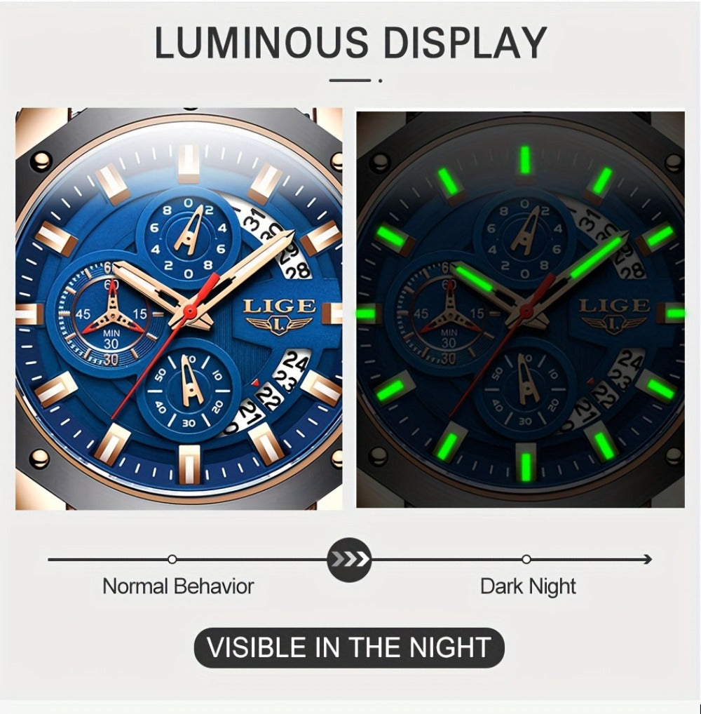 Men's Quartz Watch - 's Chronograph with Luminous Dial & Calendar | Stopwatch, Outdoor Sports - product detail view 15