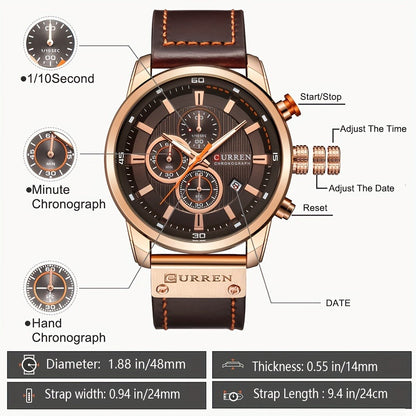 Men's Quartz Watch - 's Chronograph Sport Stopwatch, Date Display, Round Dial Wristwatch for in - product detail view 2
