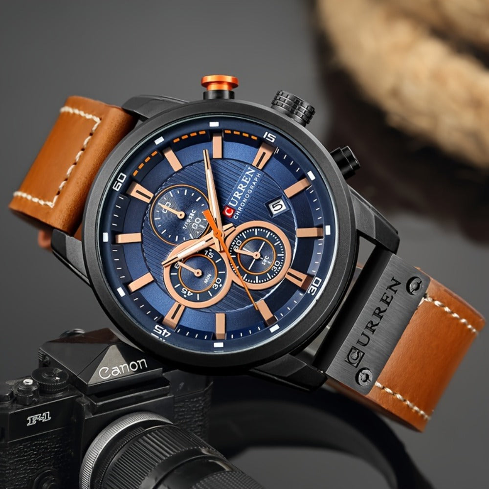 Men's Quartz Watch - 's Chronograph Sport Stopwatch, Date Display, Round Dial Wristwatch for in - product detail view 12