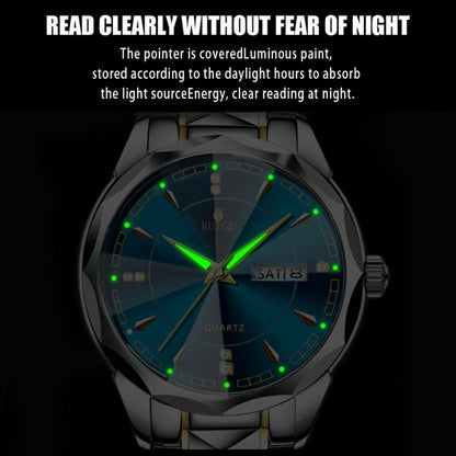 Men's Quartz Watch - 's with Dual Calendar & Night Light | Diamond Shaped Mirror, Stainless - product detail view 4