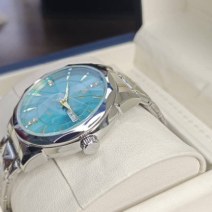 Men's Quartz Watch - 's with Dual Calendar & Night Light | Diamond Shaped Mirror, Stainless - product detail view 12