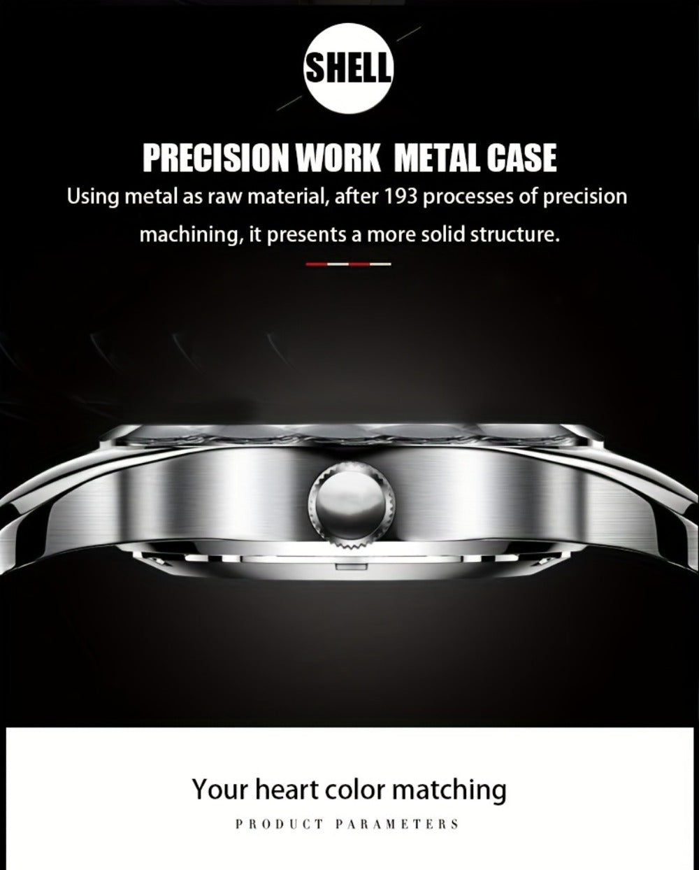 Men's Quartz Watch - 's with Dual Calendar & Night Light | Diamond Shaped Mirror, Stainless - product detail view 21