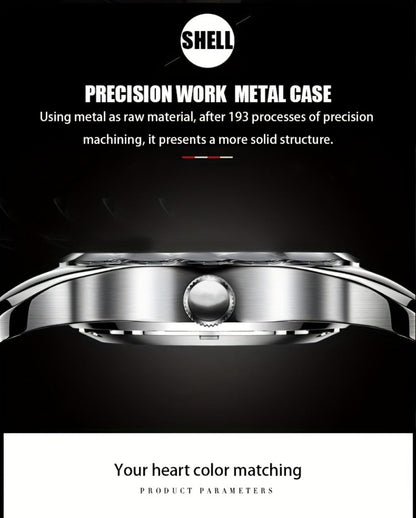 Men's Quartz Watch - 's with Dual Calendar & Night Light | Diamond Shaped Mirror, Stainless - product detail view 21