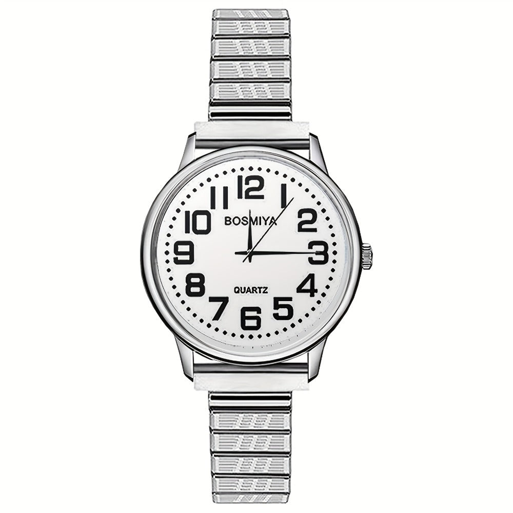 Women's Quartz Watch - 's Elastic Stretch Expandable Strap Round Case Large Arabic Numeral Dial - main product view