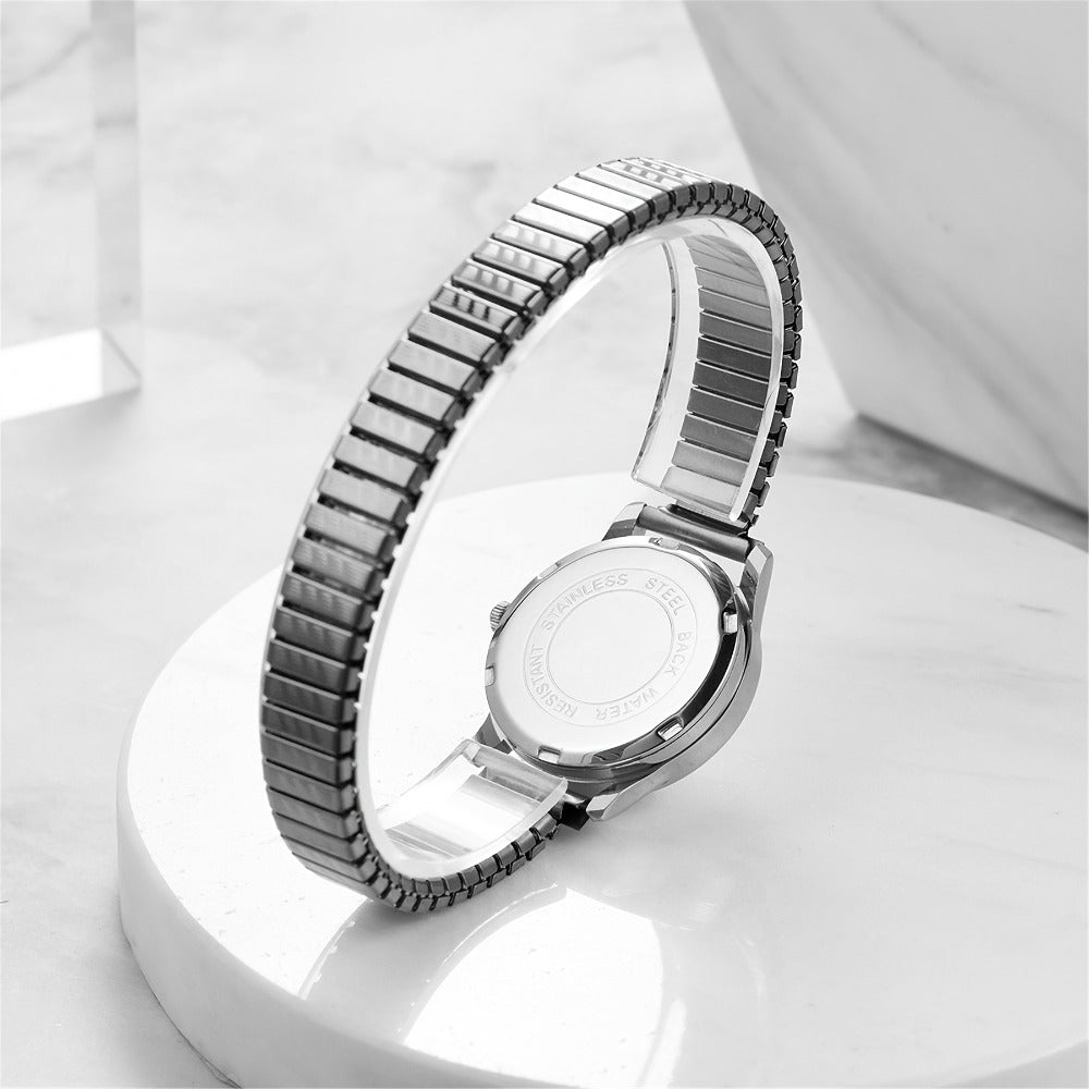 Women's Quartz Watch - 's Elastic Stretch Expandable Strap Round Case Large Arabic Numeral Dial - product detail view 4