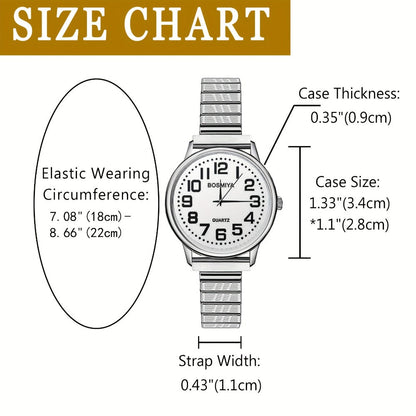 Women's Quartz Watch - 's Elastic Stretch Expandable Strap Round Case Large Arabic Numeral Dial - product detail view 7