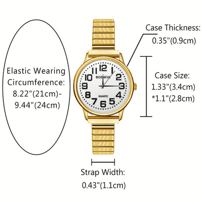 Women's Quartz Watch - 's Elastic Stretch Expandable Strap Round Case Large Arabic Numeral Dial - product detail view 20