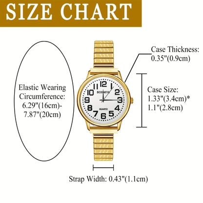 Women's Quartz Watch - 's Elastic Stretch Expandable Strap Round Case Large Arabic Numeral Dial - product detail view 21