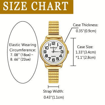 Women's Quartz Watch - 's Elastic Stretch Expandable Strap Round Case Large Arabic Numeral Dial - product detail view 24