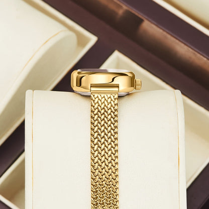 Women's Quartz Watch - 's Elegant Oval Dial Leaf Pattern Bracelet Strap with Gift Box, Stylish - product detail view 2