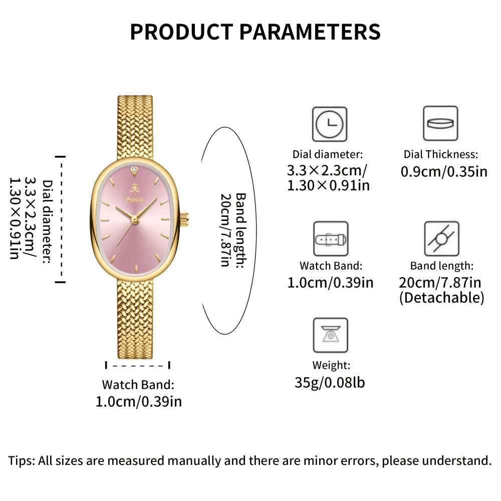 Women's Quartz Watch - 's Elegant Oval Dial Leaf Pattern Bracelet Strap with Gift Box, Stylish - product detail view 6