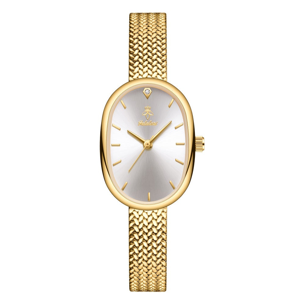 Women's Quartz Watch - 's Elegant Oval Dial Leaf Pattern Bracelet Strap with Gift Box, Stylish - product detail view 7
