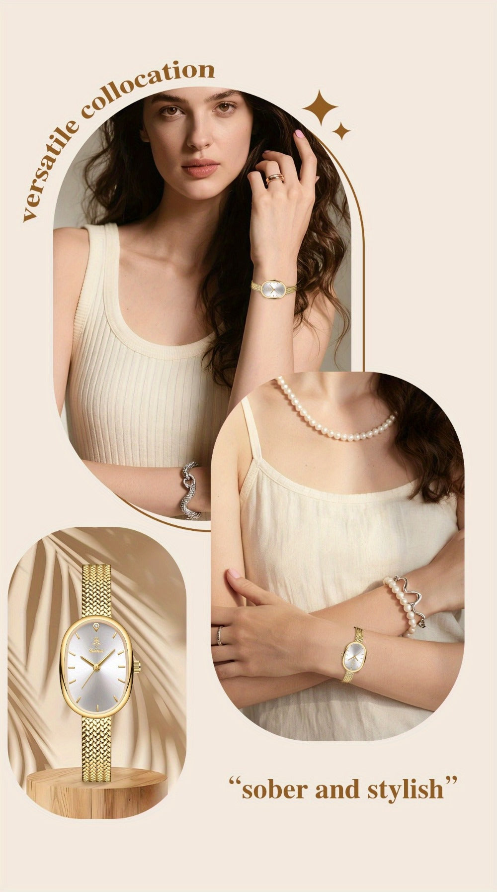Women's Quartz Watch - 's Elegant Oval Dial Leaf Pattern Bracelet Strap with Gift Box, Stylish - product detail view 16