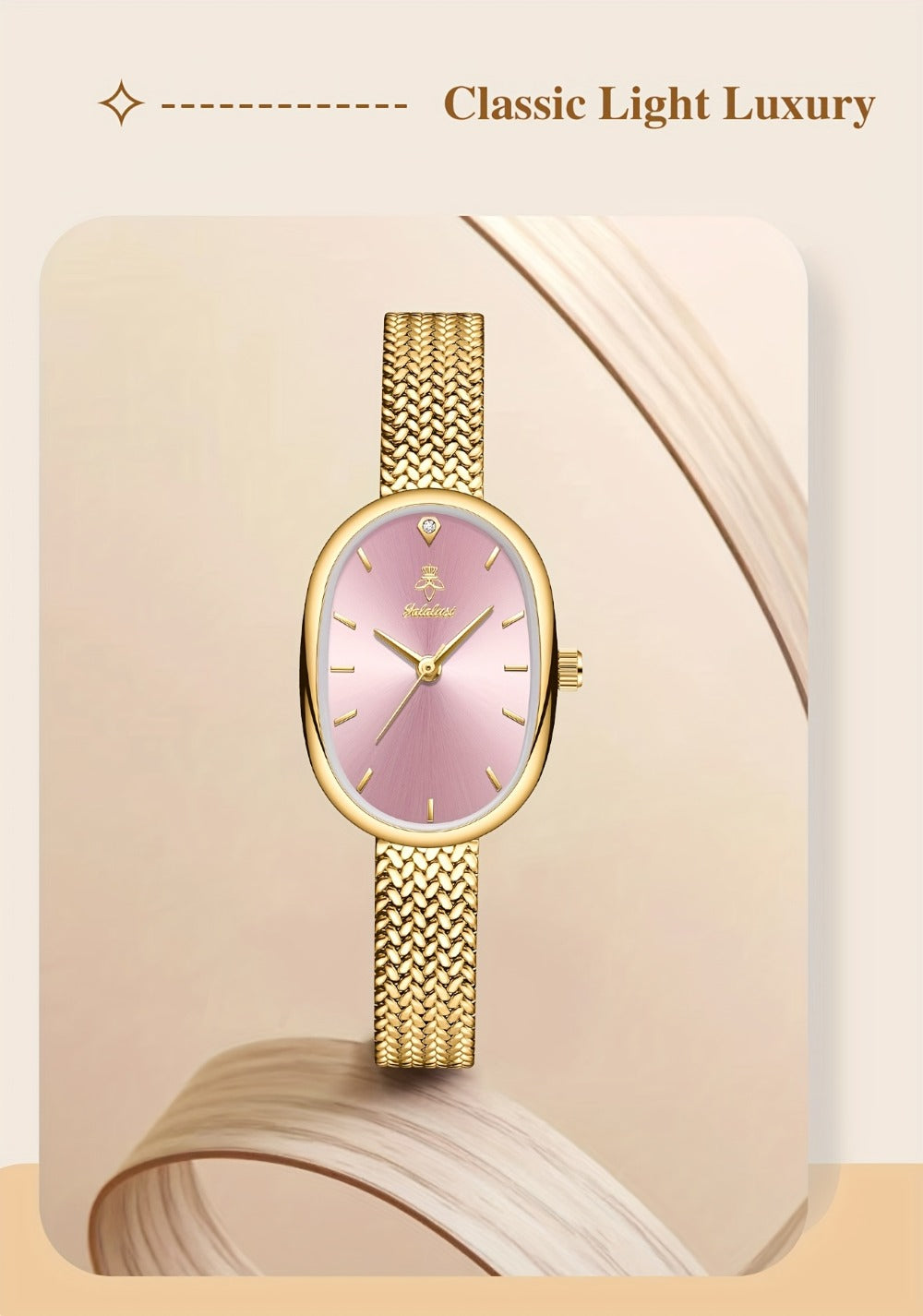 Women's Quartz Watch - 's Elegant Oval Dial Leaf Pattern Bracelet Strap with Gift Box, Stylish - product detail view 20