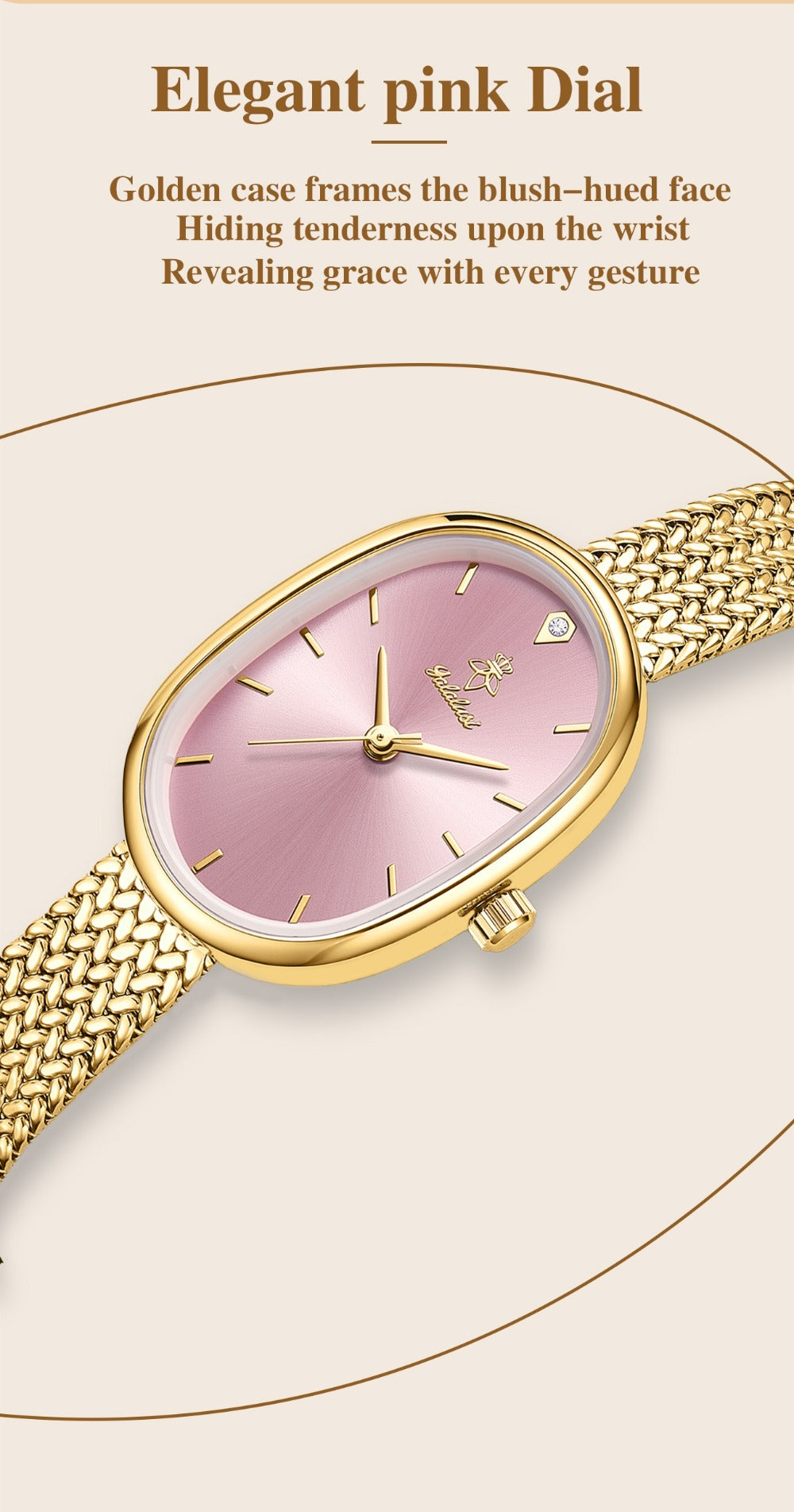 Women's Quartz Watch - 's Elegant Oval Dial Leaf Pattern Bracelet Strap with Gift Box, Stylish - product detail view 21