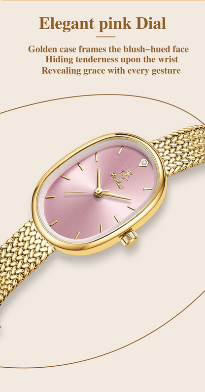Women's Quartz Watch - 's Elegant Oval Dial Leaf Pattern Bracelet Strap with Gift Box, Stylish - product detail view 21