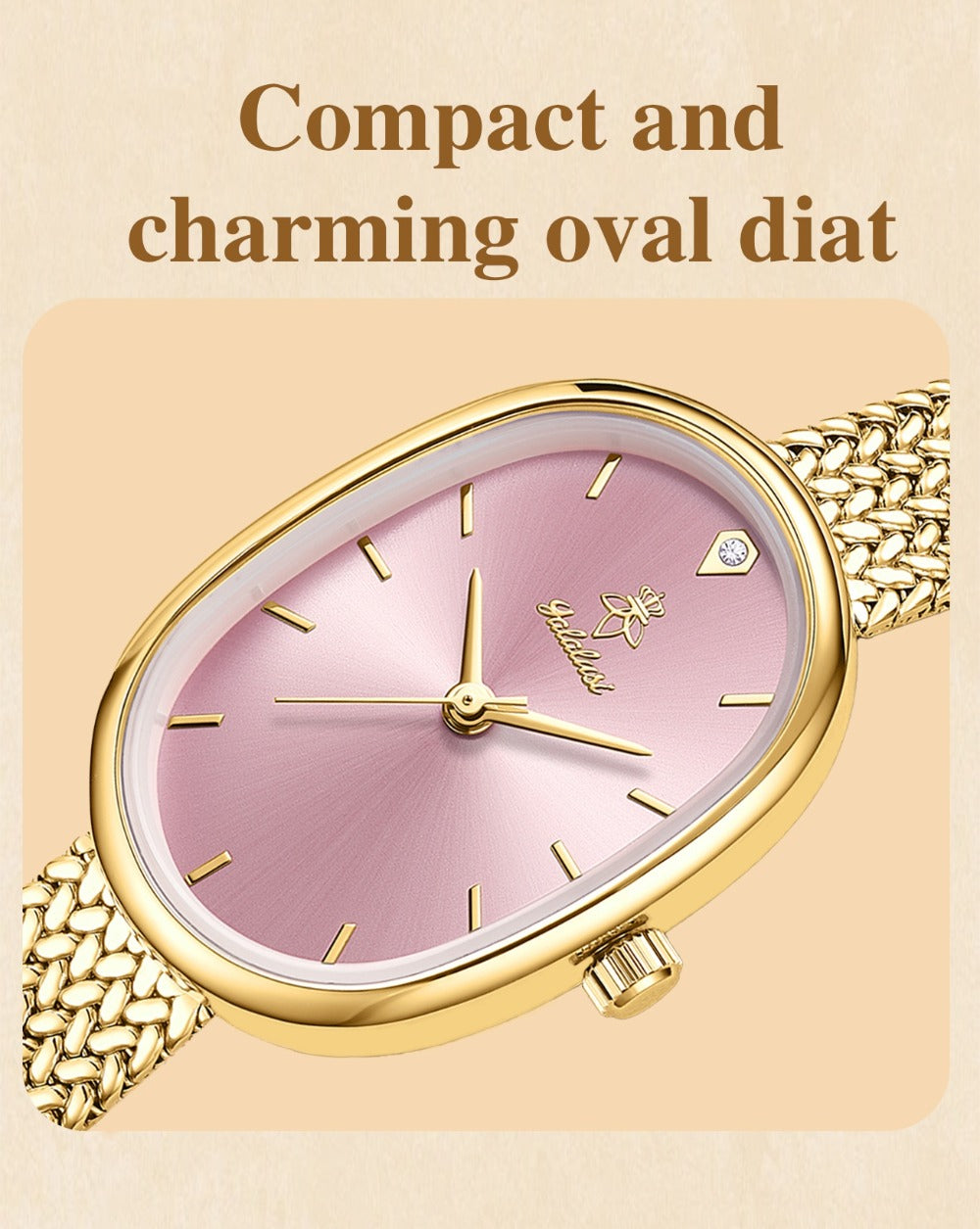 Women's Quartz Watch - 's Elegant Oval Dial Leaf Pattern Bracelet Strap with Gift Box, Stylish - product detail view 23
