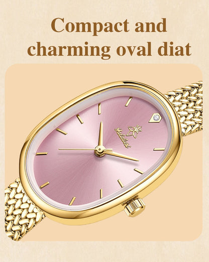 Women's Quartz Watch - 's Elegant Oval Dial Leaf Pattern Bracelet Strap with Gift Box, Stylish - product detail view 23
