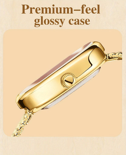 Women's Quartz Watch - 's Elegant Oval Dial Leaf Pattern Bracelet Strap with Gift Box, Stylish - product detail view 25