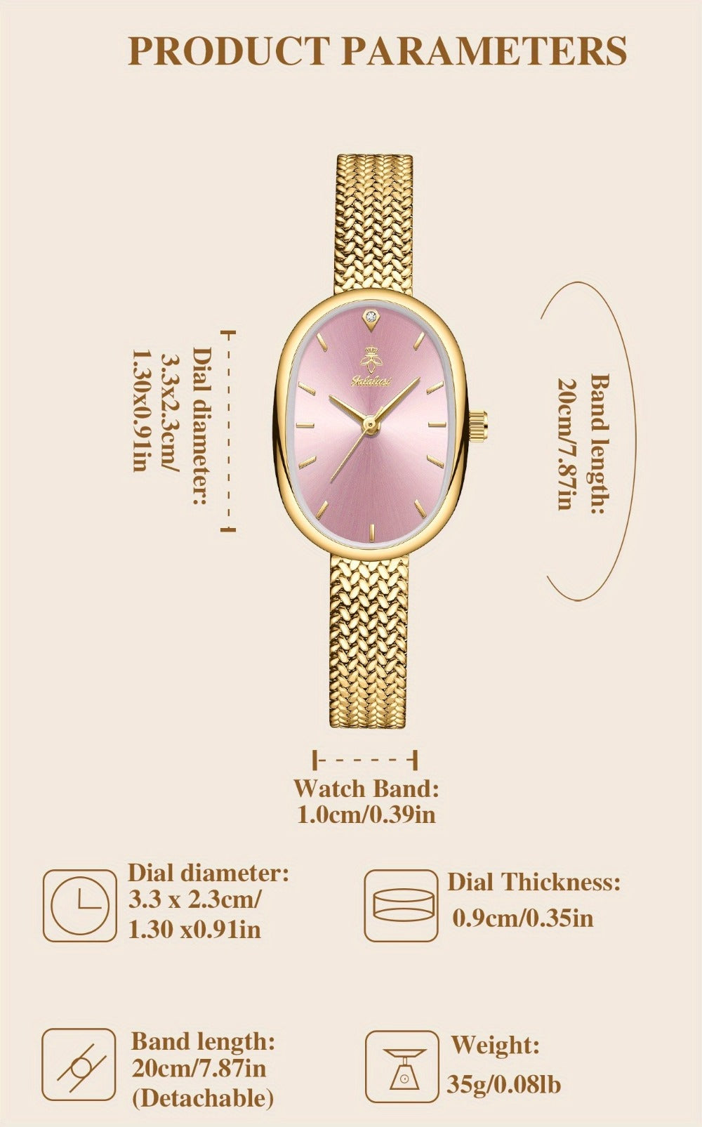 Women's Quartz Watch - 's Elegant Oval Dial Leaf Pattern Bracelet Strap with Gift Box, Stylish - product detail view 27
