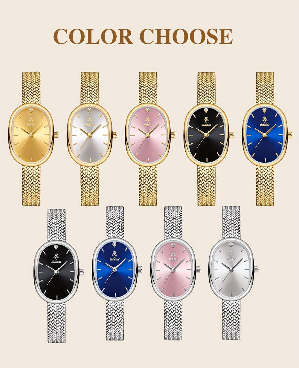 Women's Quartz Watch - 's Elegant Oval Dial Leaf Pattern Bracelet Strap with Gift Box, Stylish - product detail view 28