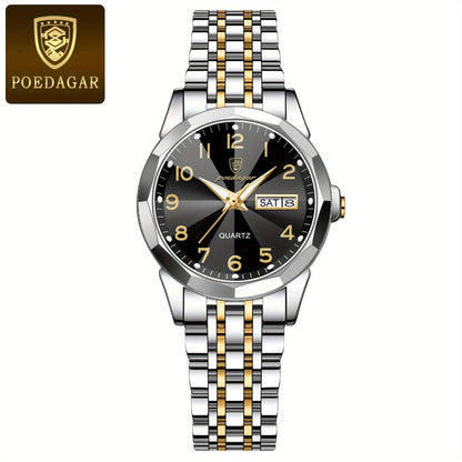 Women's Quartz Watch - 's Fashion POEDAGAR Stainless Steel Band Date Display 3ATM Waterproof - product detail view 5