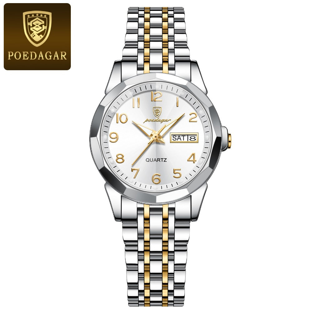 Women's Quartz Watch - 's Fashion POEDAGAR Stainless Steel Band Date Display 3ATM Waterproof - product detail view 6