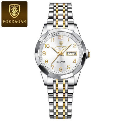 Women's Quartz Watch - 's Fashion POEDAGAR Stainless Steel Band Date Display 3ATM Waterproof - product detail view 6