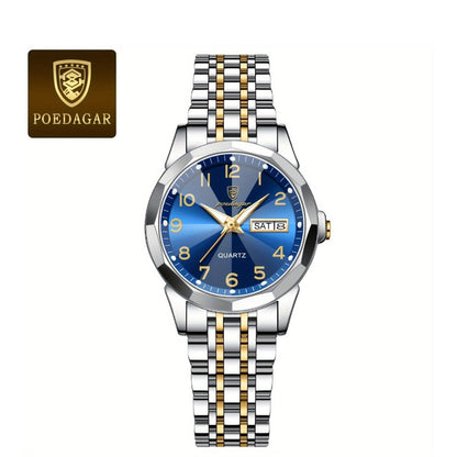 Women's Quartz Watch - 's Fashion POEDAGAR Stainless Steel Band Date Display 3ATM Waterproof - product detail view 7