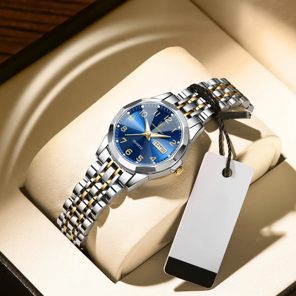 Women's Quartz Watch - 's Fashion POEDAGAR Stainless Steel Band Date Display 3ATM Waterproof - product detail view 8