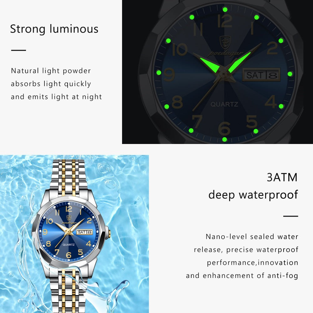 Women's Quartz Watch - 's Fashion POEDAGAR Stainless Steel Band Date Display 3ATM Waterproof - product detail view 10