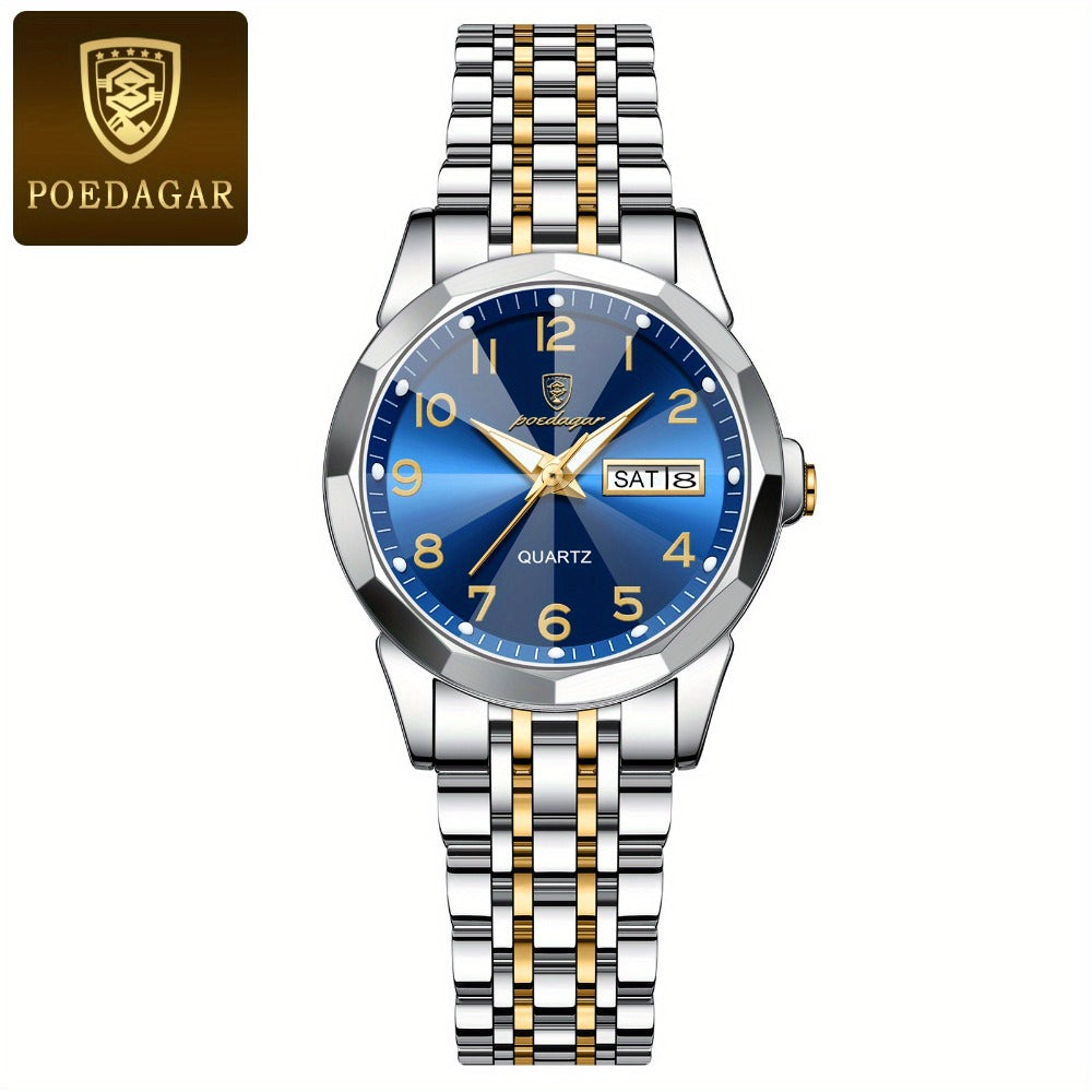 Women's Quartz Watch - 's Fashion POEDAGAR Stainless Steel Band Date Display 3ATM Waterproof - product detail view 11