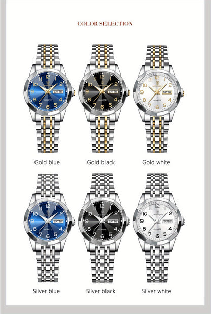 Women's Quartz Watch - 's Fashion POEDAGAR Stainless Steel Band Date Display 3ATM Waterproof - product detail view 12