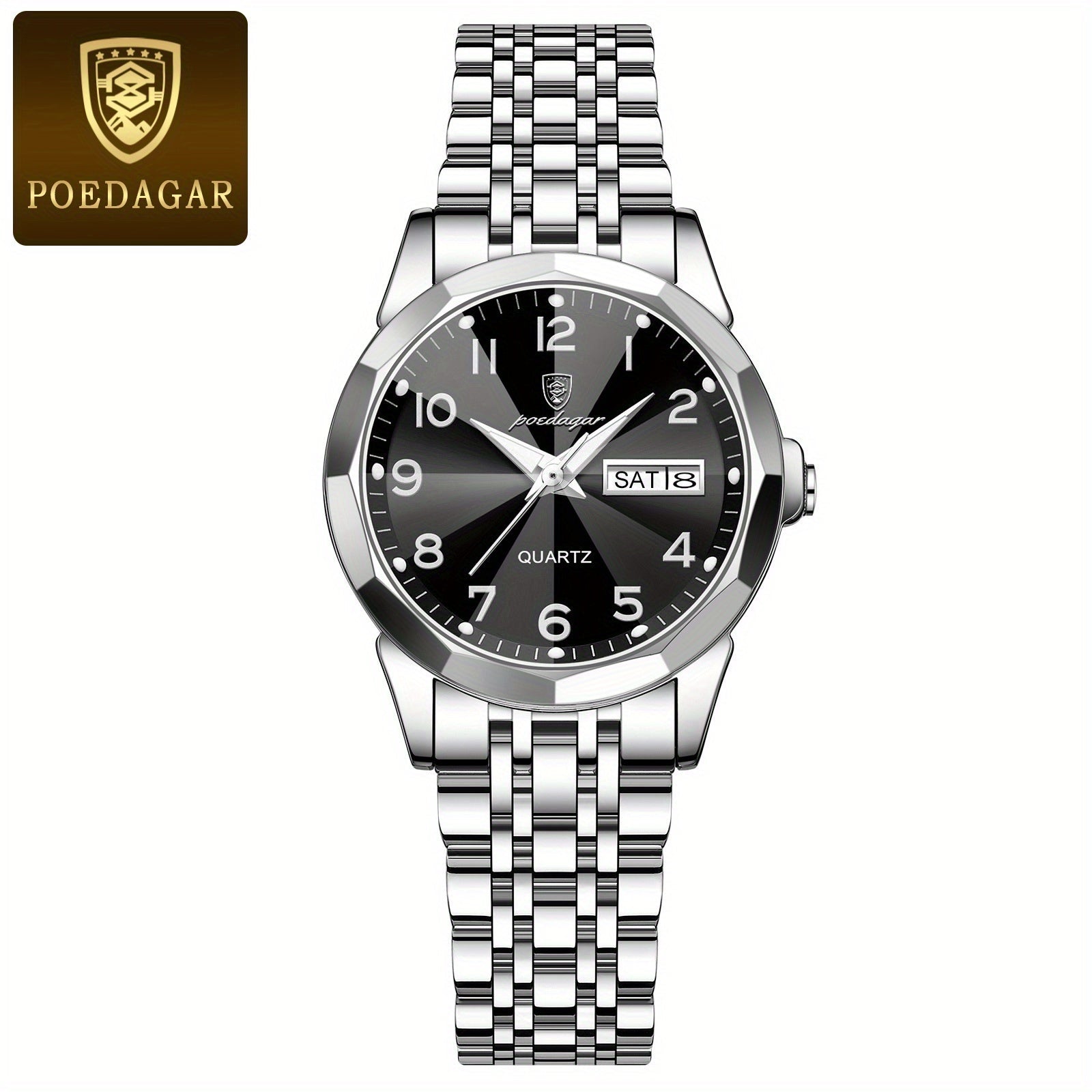 Women's Quartz Watch - 's Fashion POEDAGAR Stainless Steel Band Date Display 3ATM Waterproof - product detail view 13