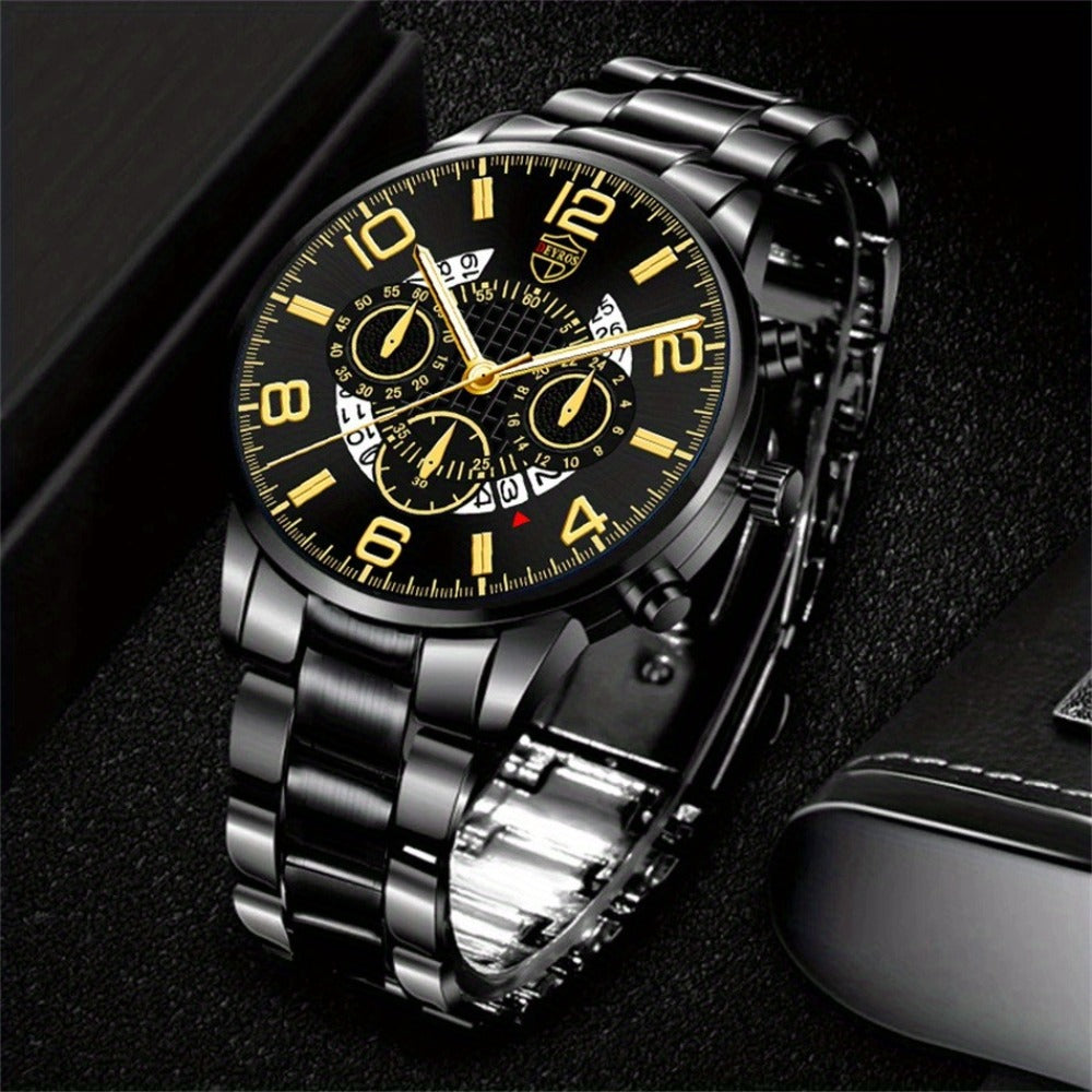 Men's Quartz Watch - 's Gift Set 2pcs Luxury Stainless Steel Watches Business Fashion Analog - product detail view 3